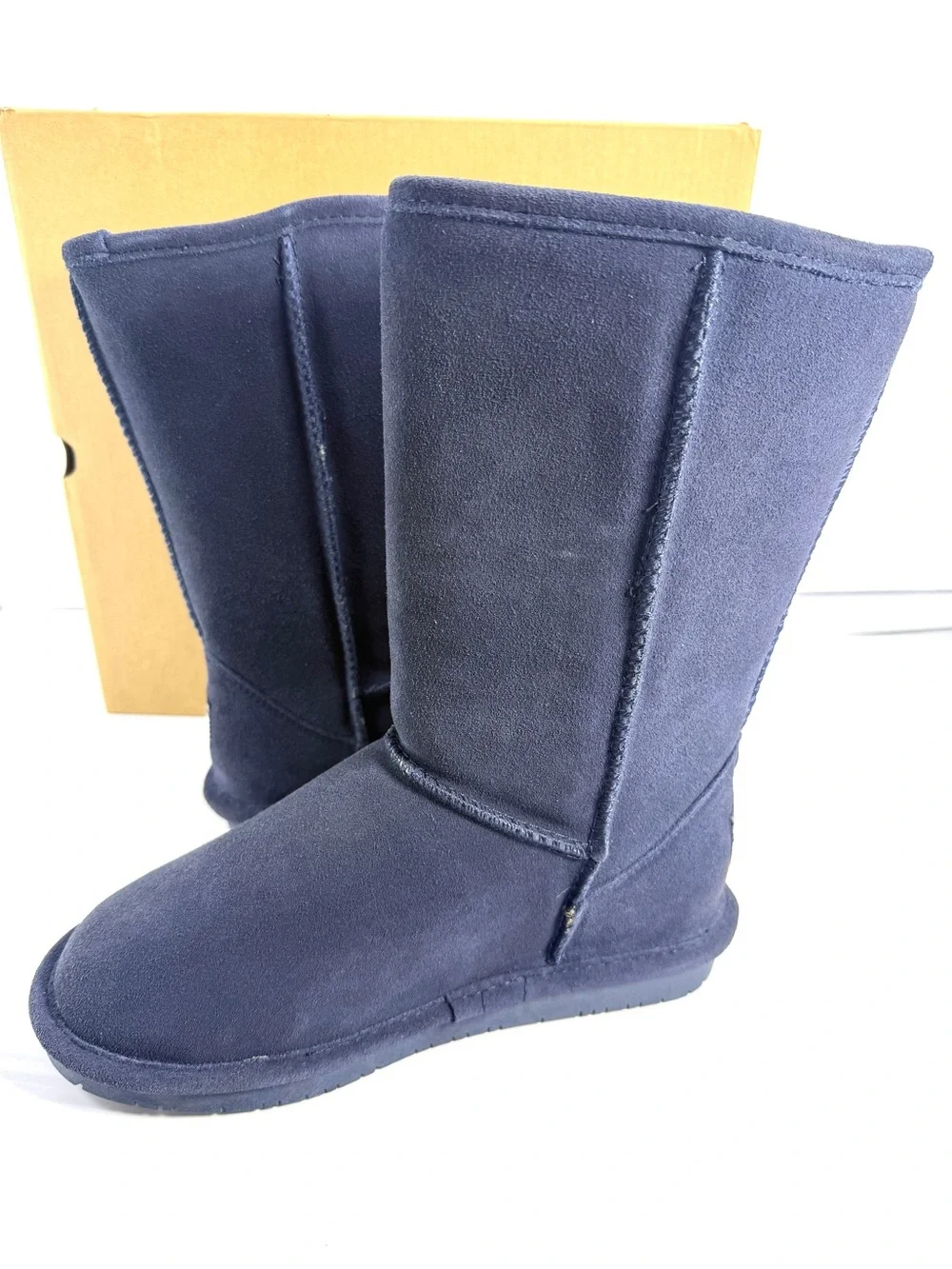 BearPaw Navy Tall Suede-Style Winter Boots for Women